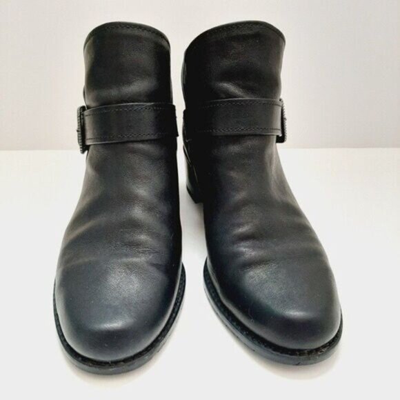 STUART WEITZMAN Slip-on Ankle Booties Side Buckle Genuine Leather Sz 7.5 M - Picture 4 of 11